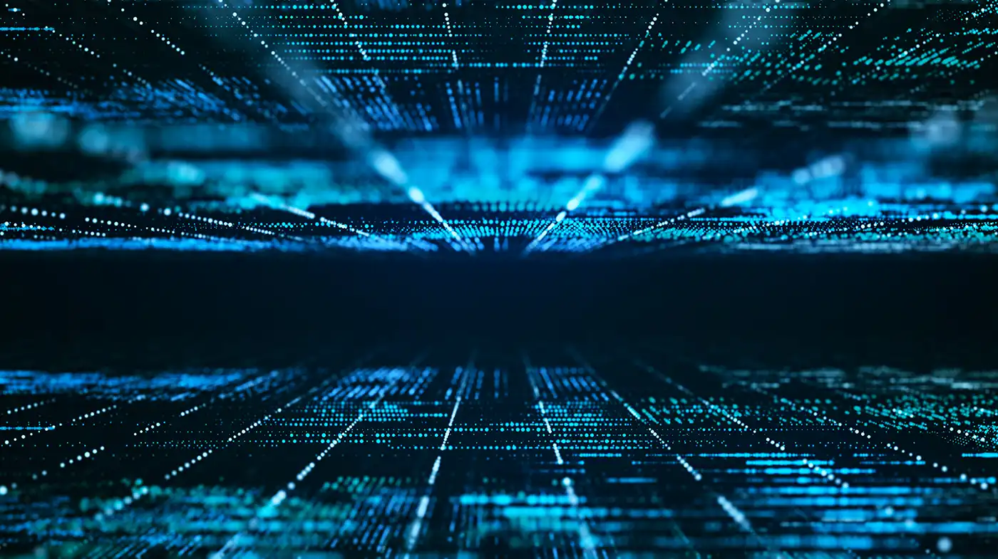 Blue digital particle plane