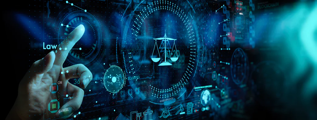Legal technology digital overlay graphic