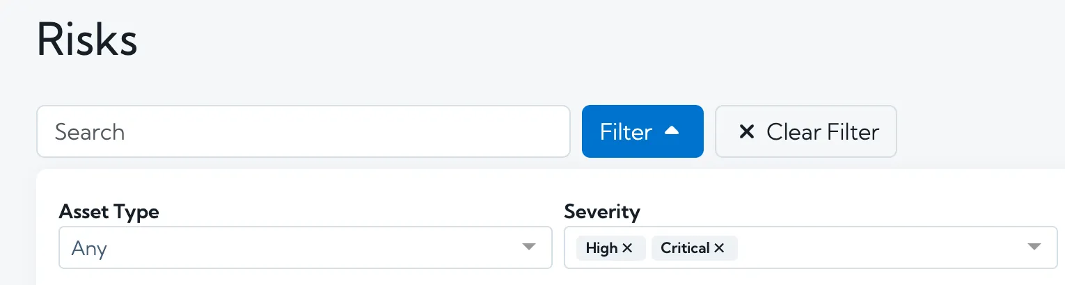 Improved Risks and Actions Filters