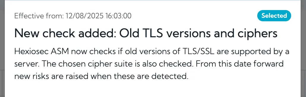 Risks change annotation for new TLS risks Risks change annotation for new TLS risks