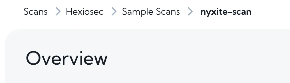 Screenshot of scan breadcrumb