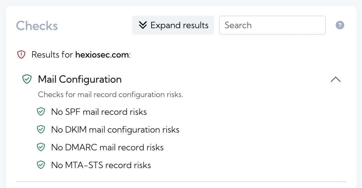 Screenshot of MTA-STS check in ASM