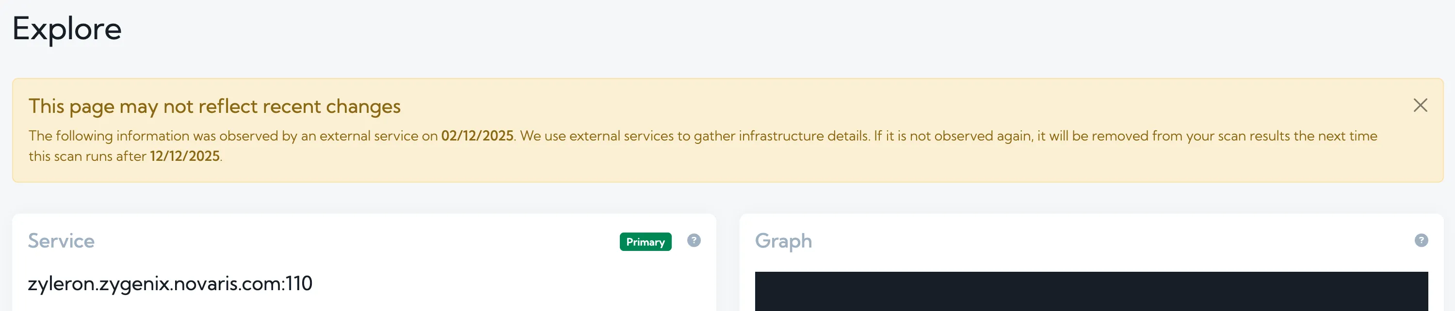Explore page banner about Last Observed date