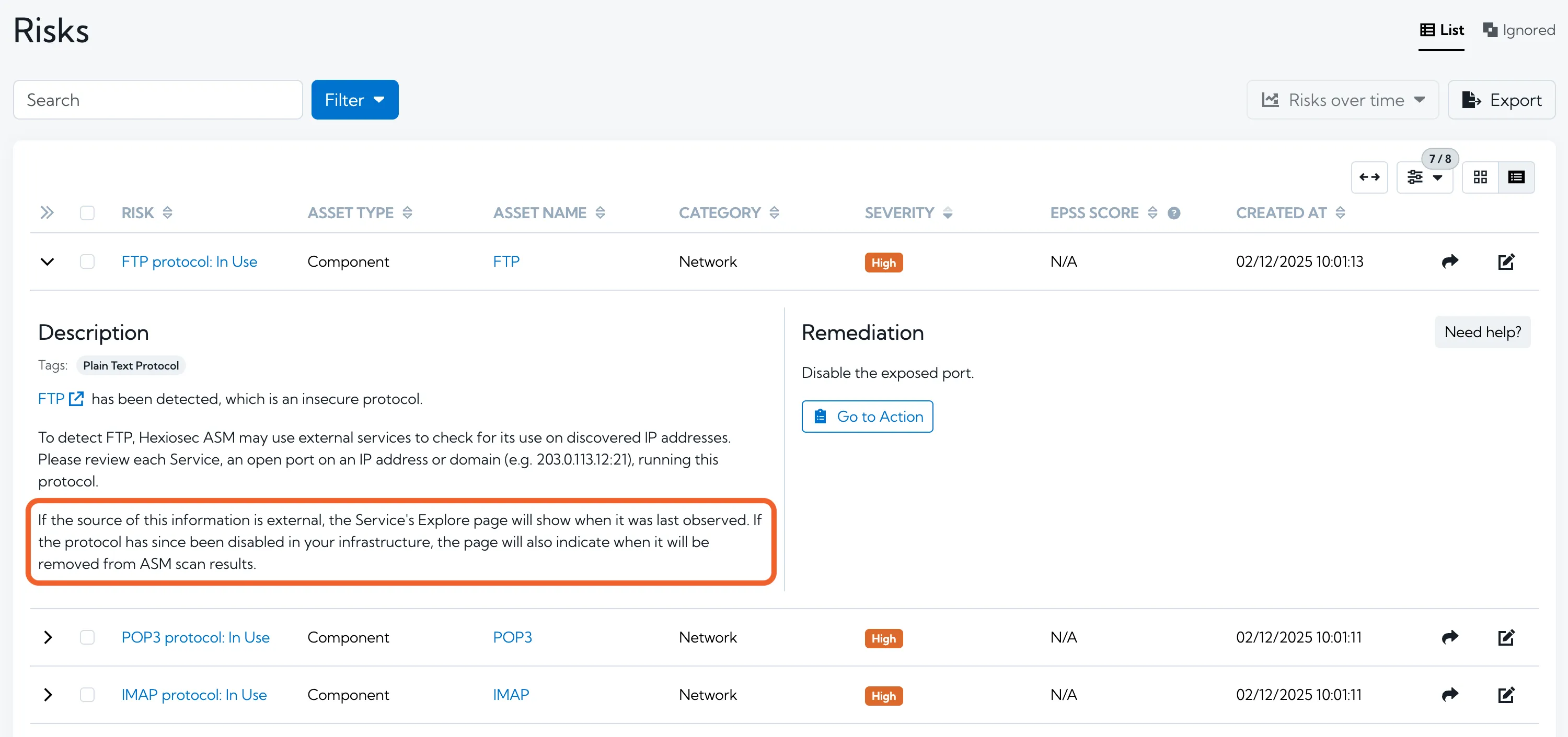 Updated risk description about Last Observed date