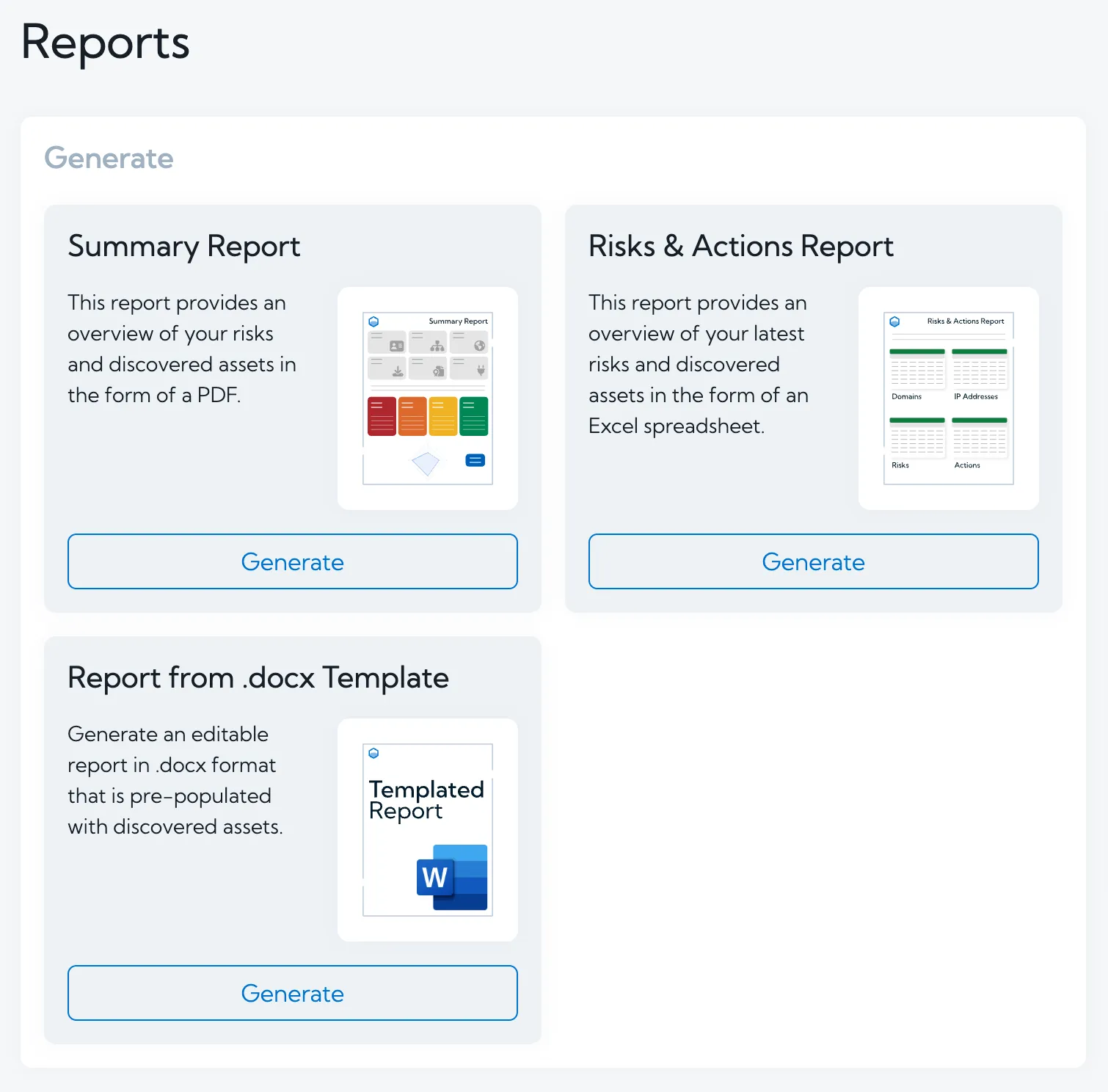 Different Hexiosec ASM report types Different Hexiosec ASM report types