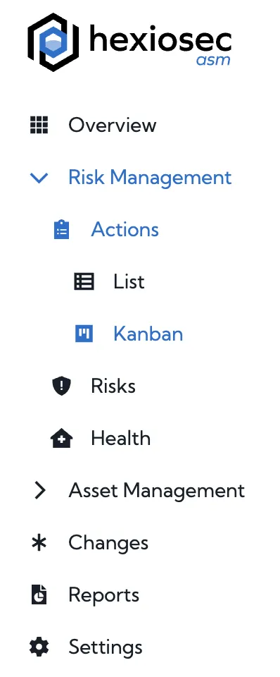 New Risks Management sidebar menu New Risks Management sidebar menu