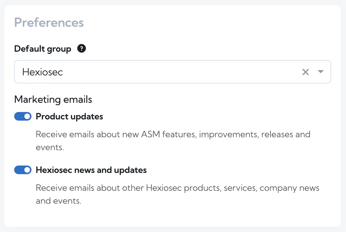 Marketing email preferences