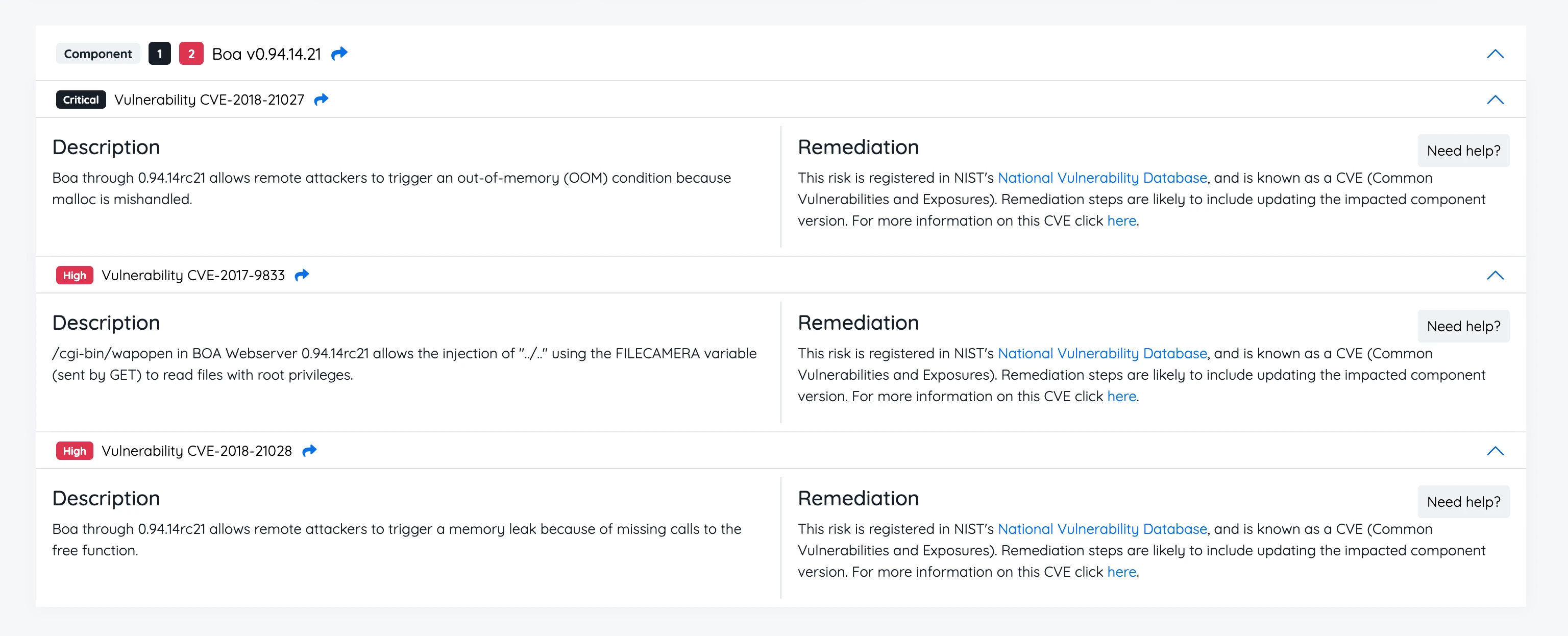 Boa Web Server Component in Hexiosec