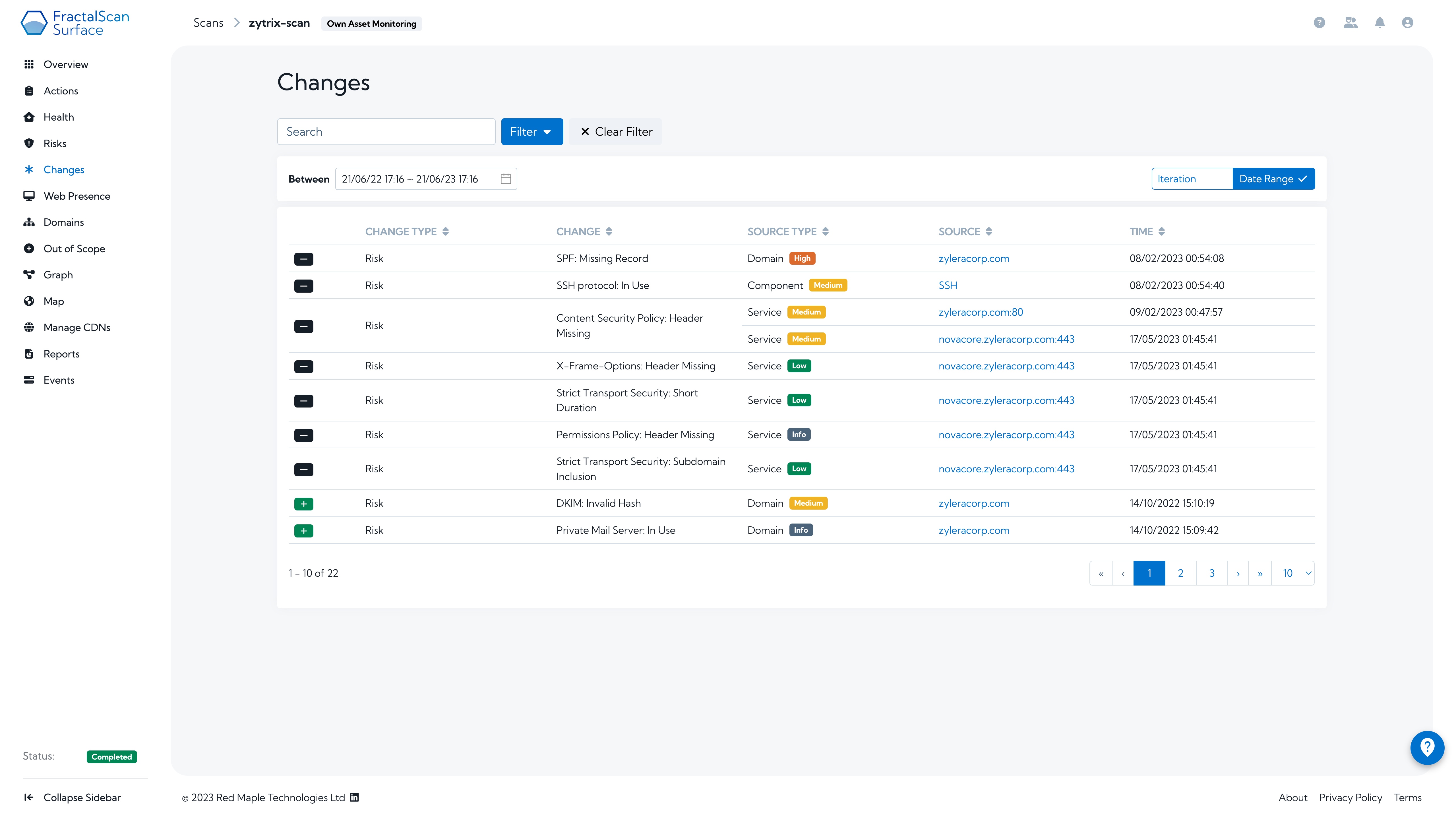 Hexiosec Updated Changes Page