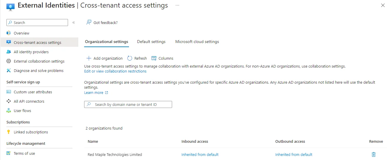 Cross Tenant domains