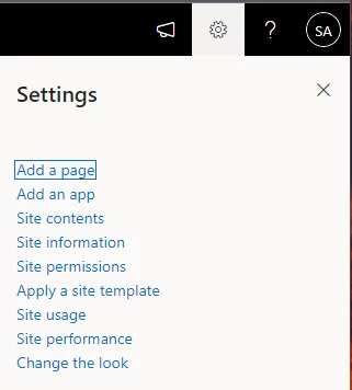 SharePoint Site Menu