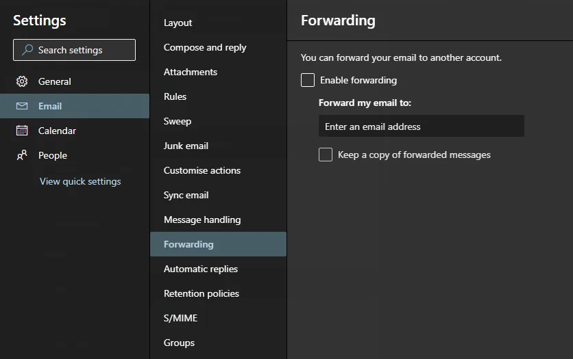 Forwarding interface