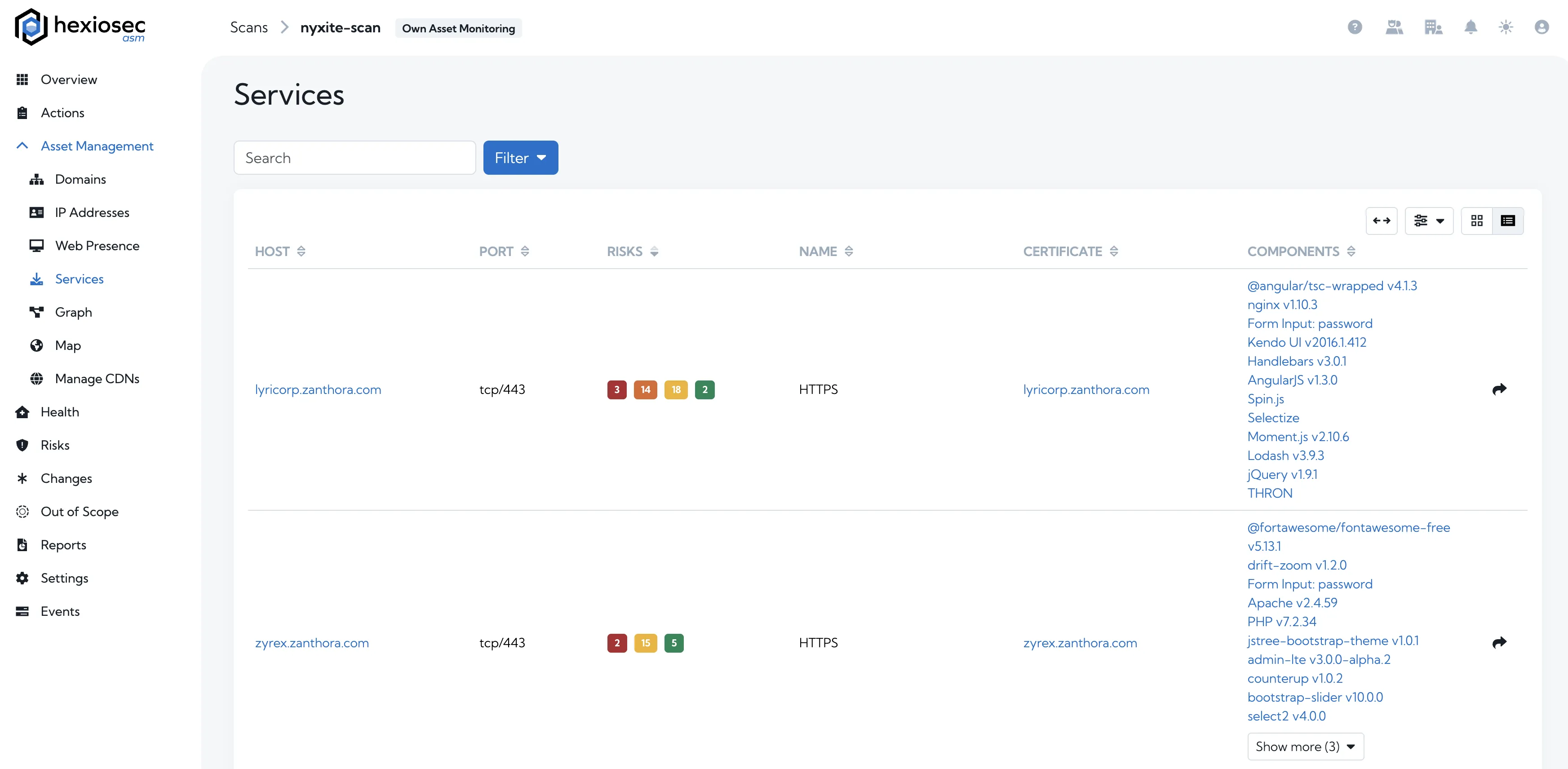 The new Services page