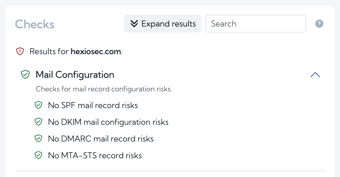 Screenshot of MTA-STS check in ASM
