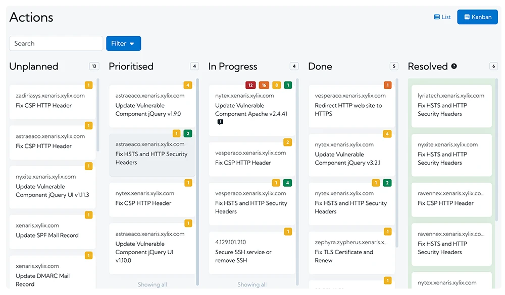 Hexiosec Kanban Board