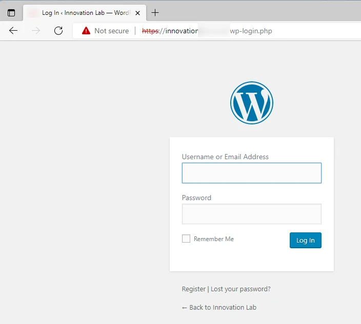 Wordpress login page