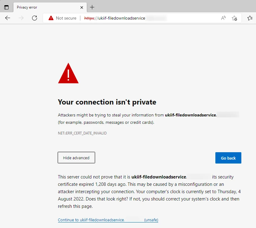 Your connection isn’t private error message