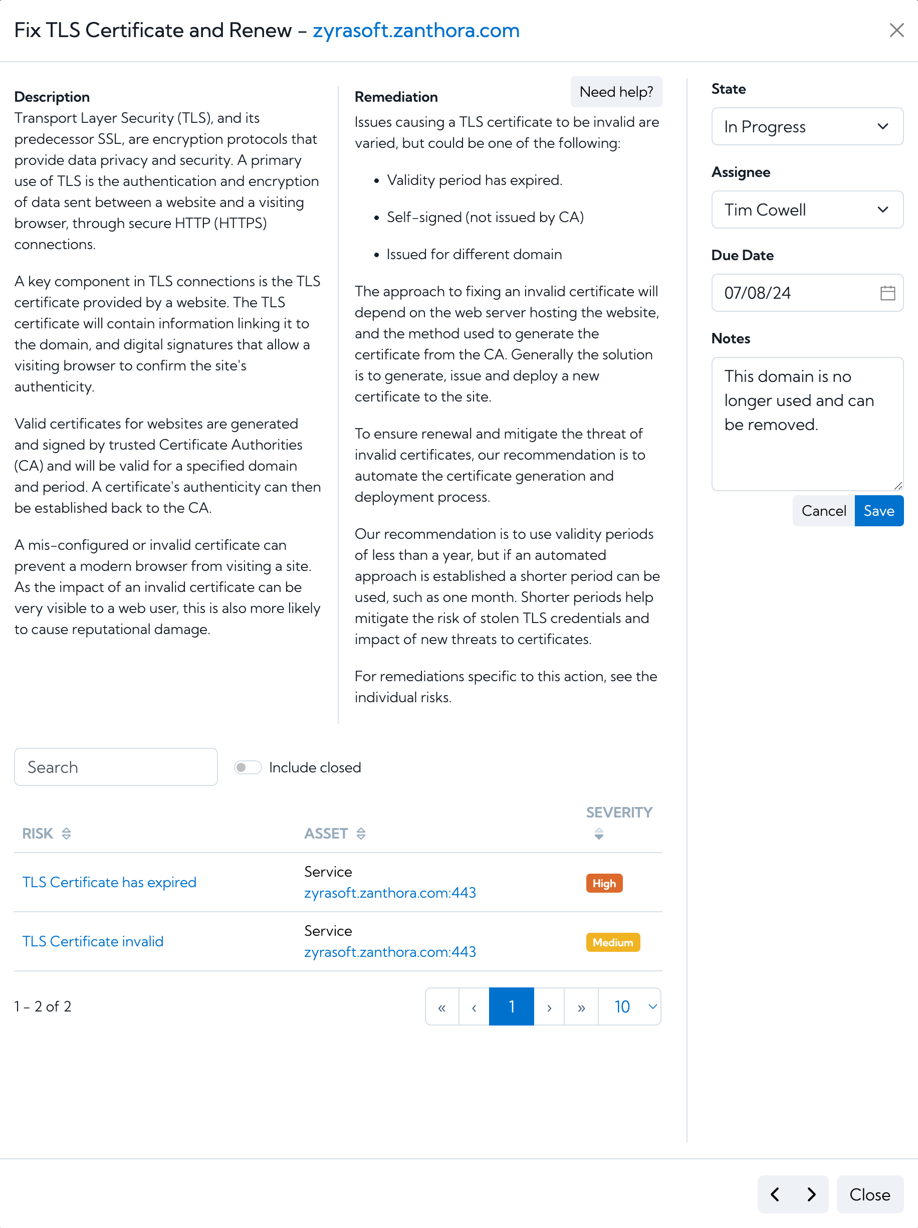 Vulnerability form on the Hexiosec ASM platform