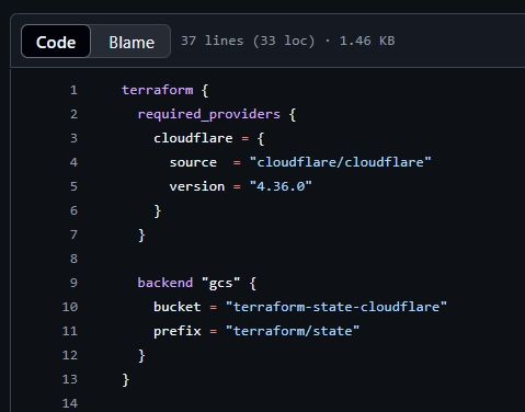 Terraform code in an editor