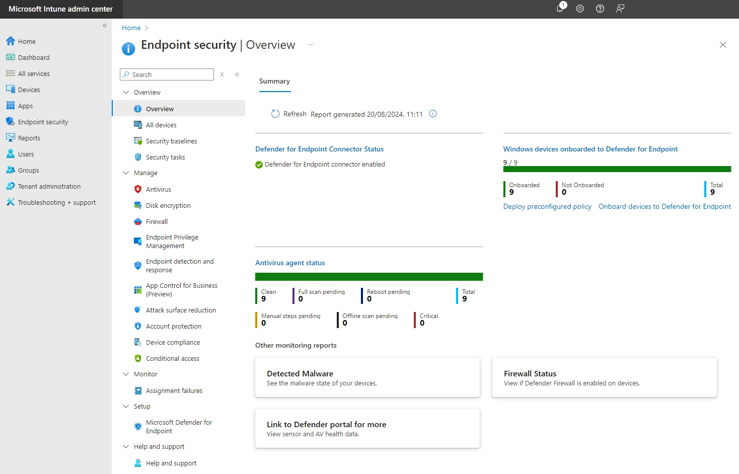 Intune device management console