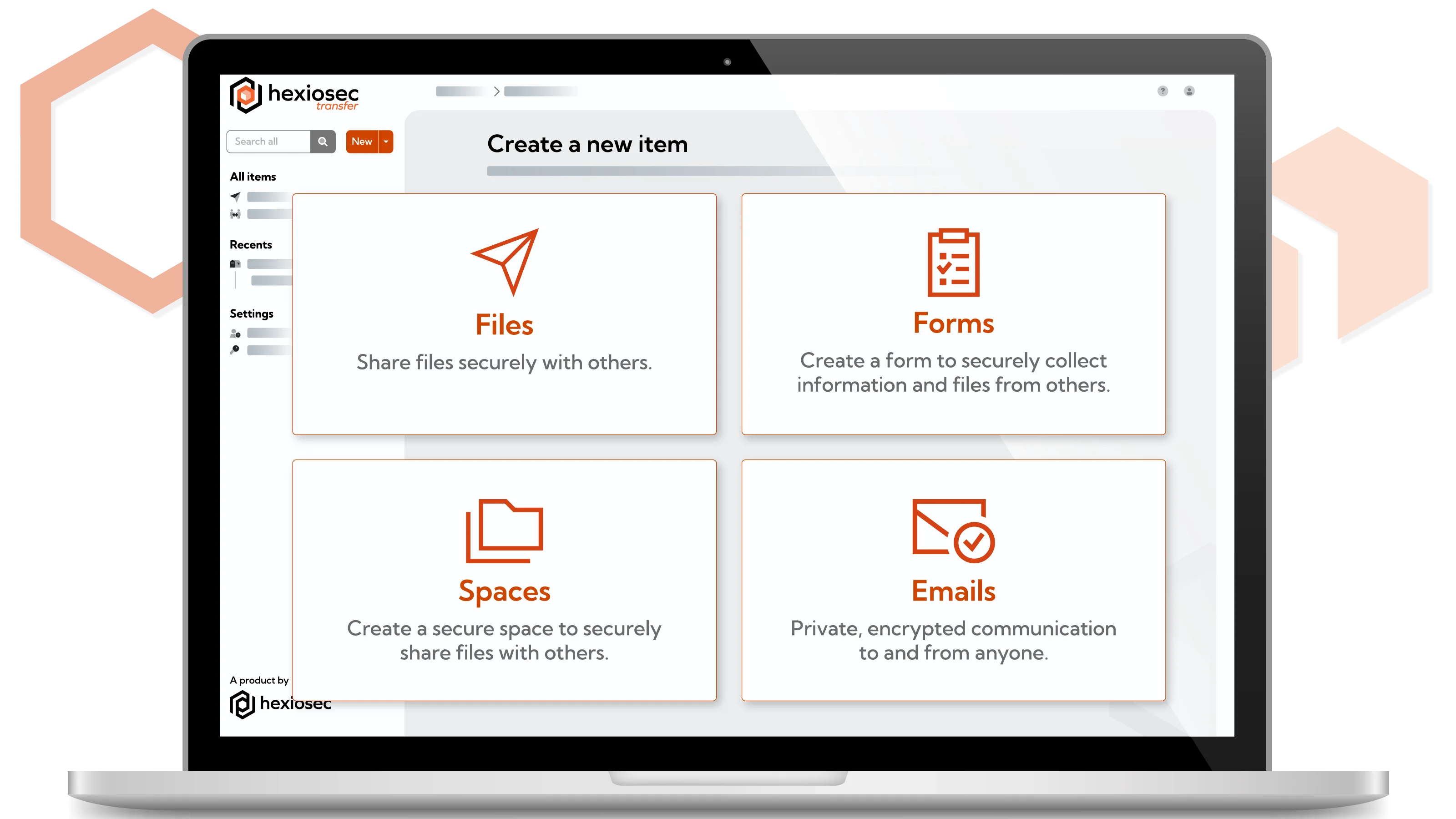 Screenshot of Hexiosec Transfer user interface